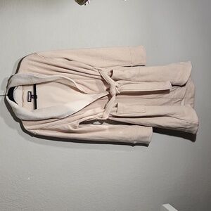 Kirkland Womens Size L Robe Signature Fleece Lined Cream Heather